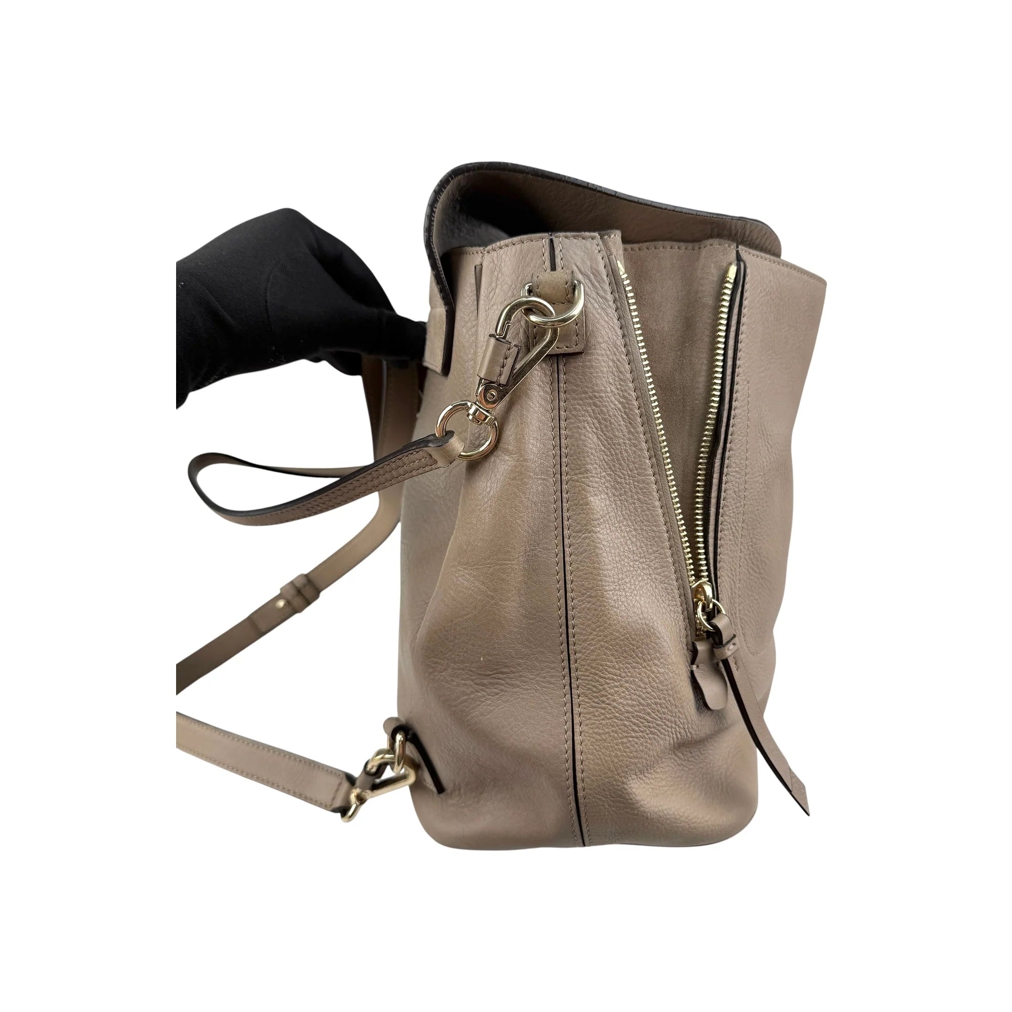 Chloé Grey Leather Faye Backpack Medium