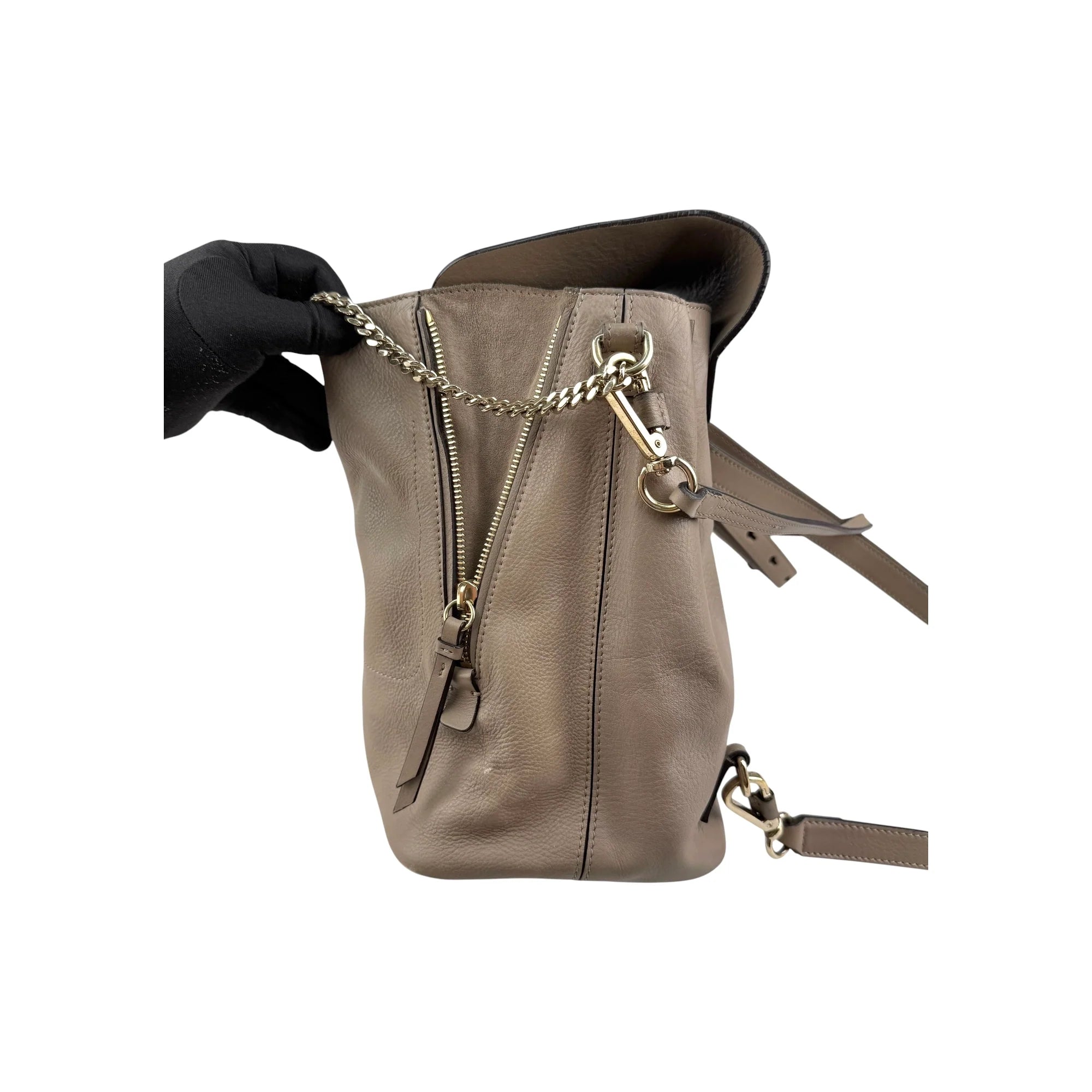Chloé Grey Leather Faye Backpack Medium