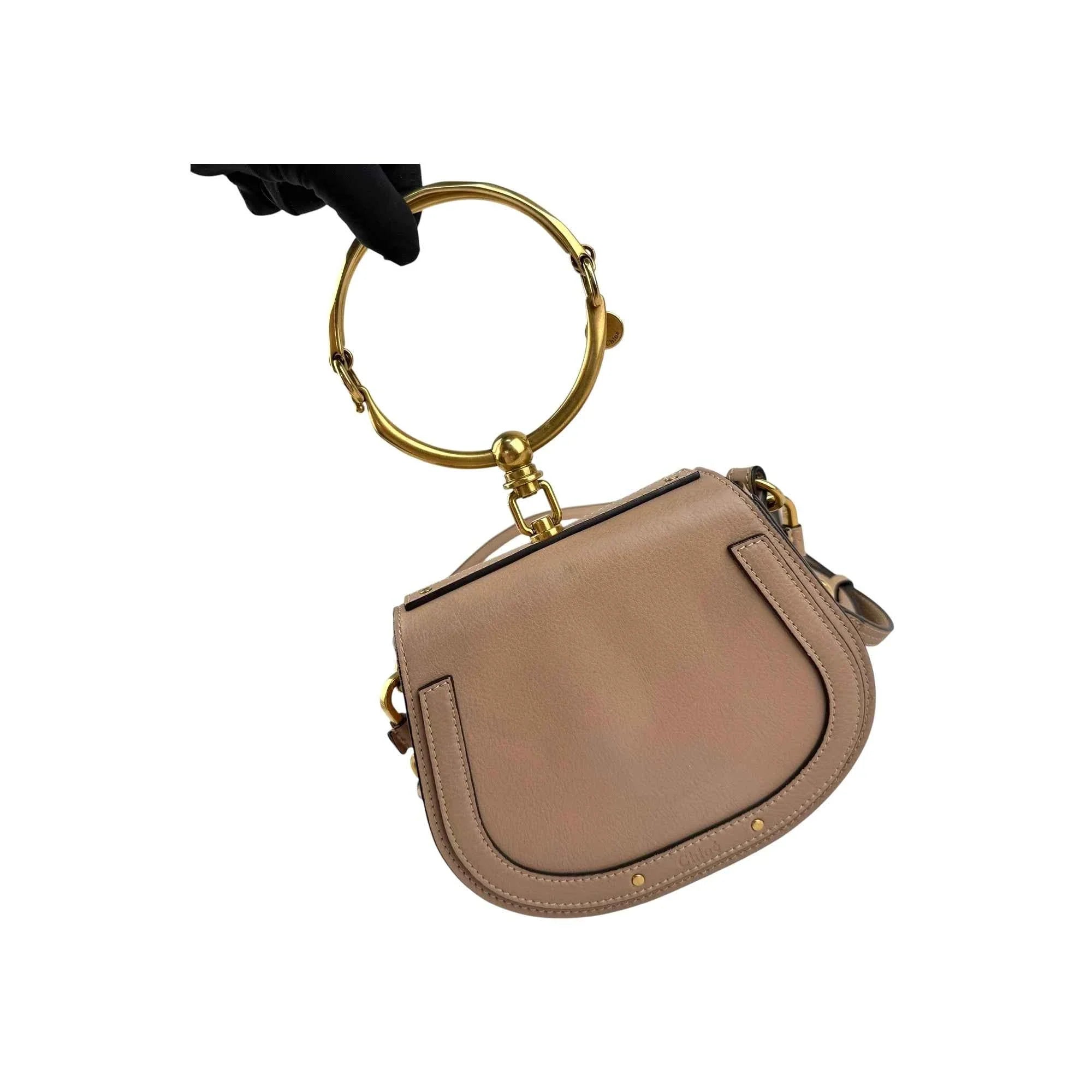 Chloe Motty Camel Leather/Suede Small Nile Bracelet Bag