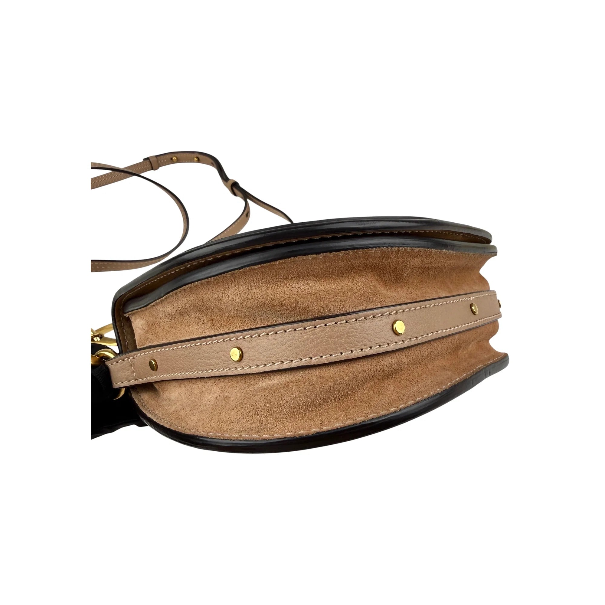 Chloe Motty Camel Leather/Suede Small Nile Bracelet Bag