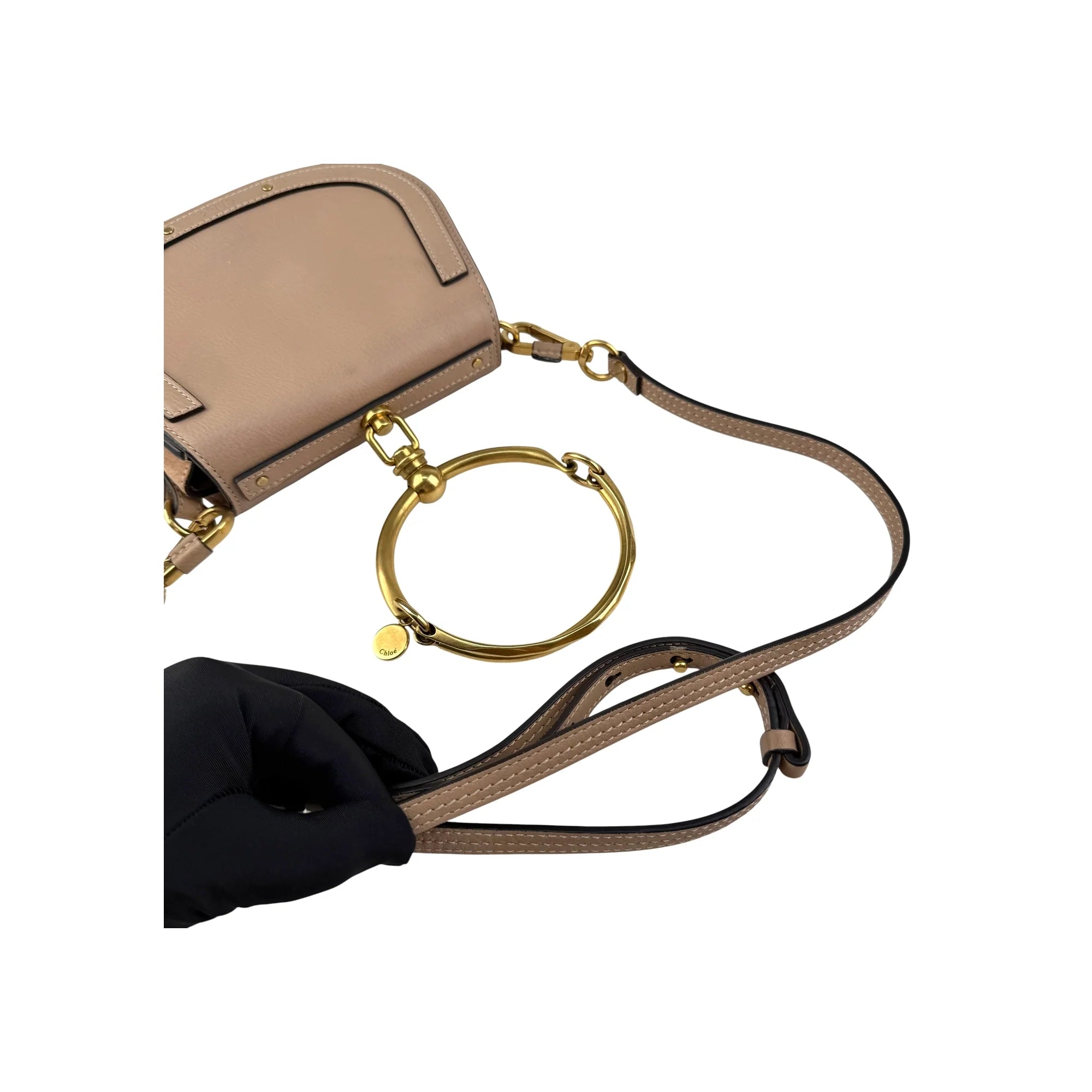 Chloe Motty Camel Leather/Suede Small Nile Bracelet Bag