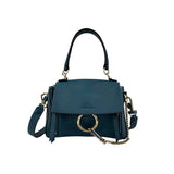chloe leather faye shoulder bag blue front