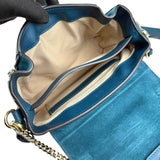 chloe leather faye shoulder bag blue inside