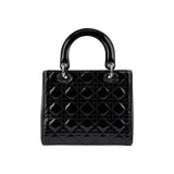 Christian Dior Black Cannage Quilted Patent Leather Lady Dior Bag
