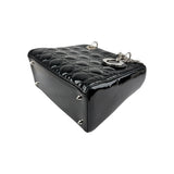 Christian Dior Black Cannage Quilted Patent Leather Lady Dior Bag