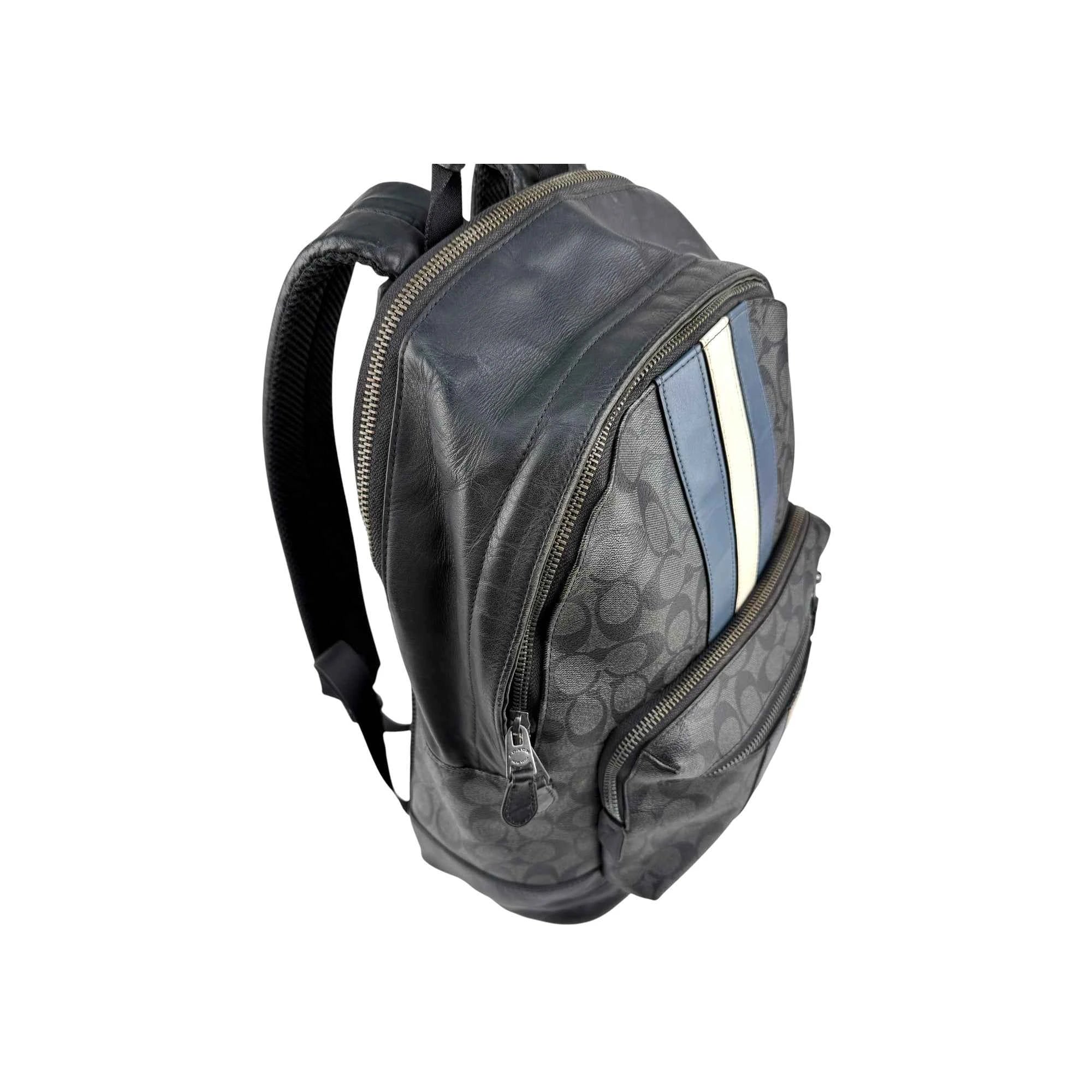 Coach Men's Black West Backpack With Varsity Stripe