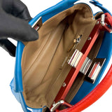 Fendi Blue/Orange Leather Mini Peekaboo Top Handle Bag