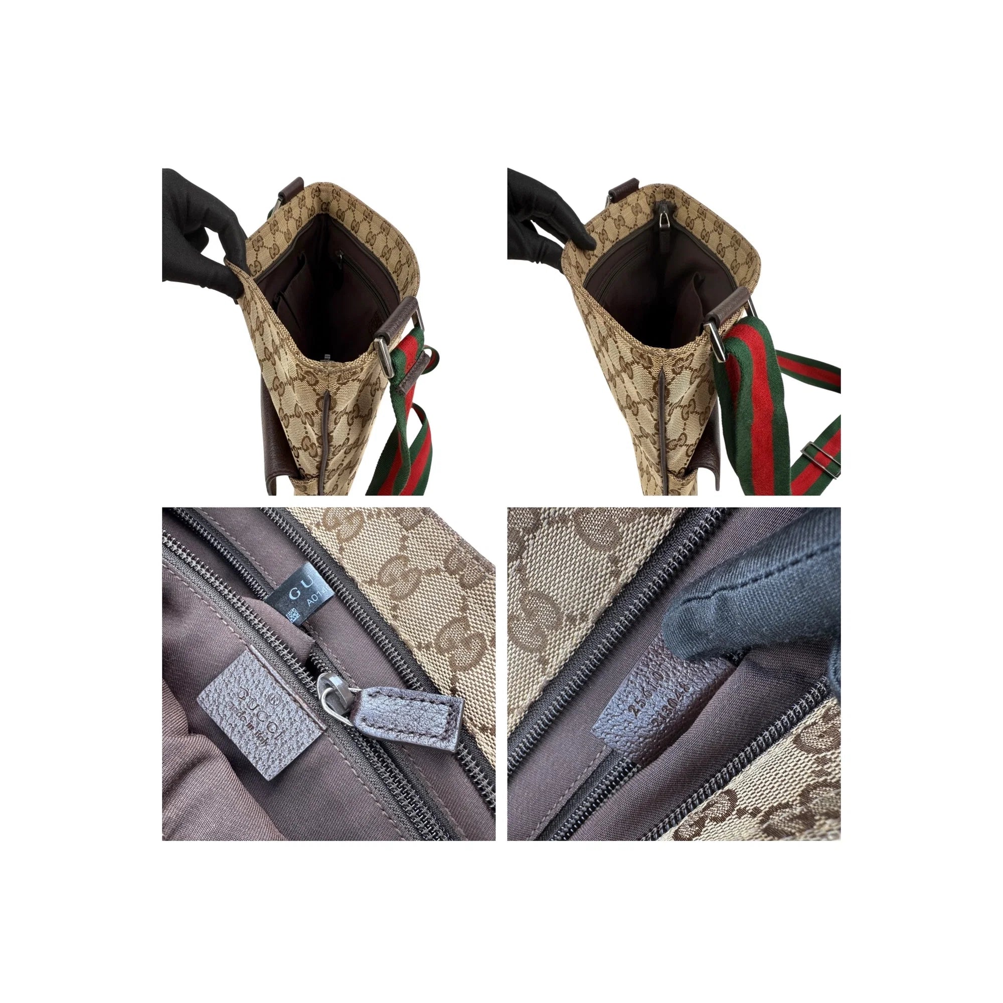 Gucci Beige/Brown GG Canvas Web Messenger Bag