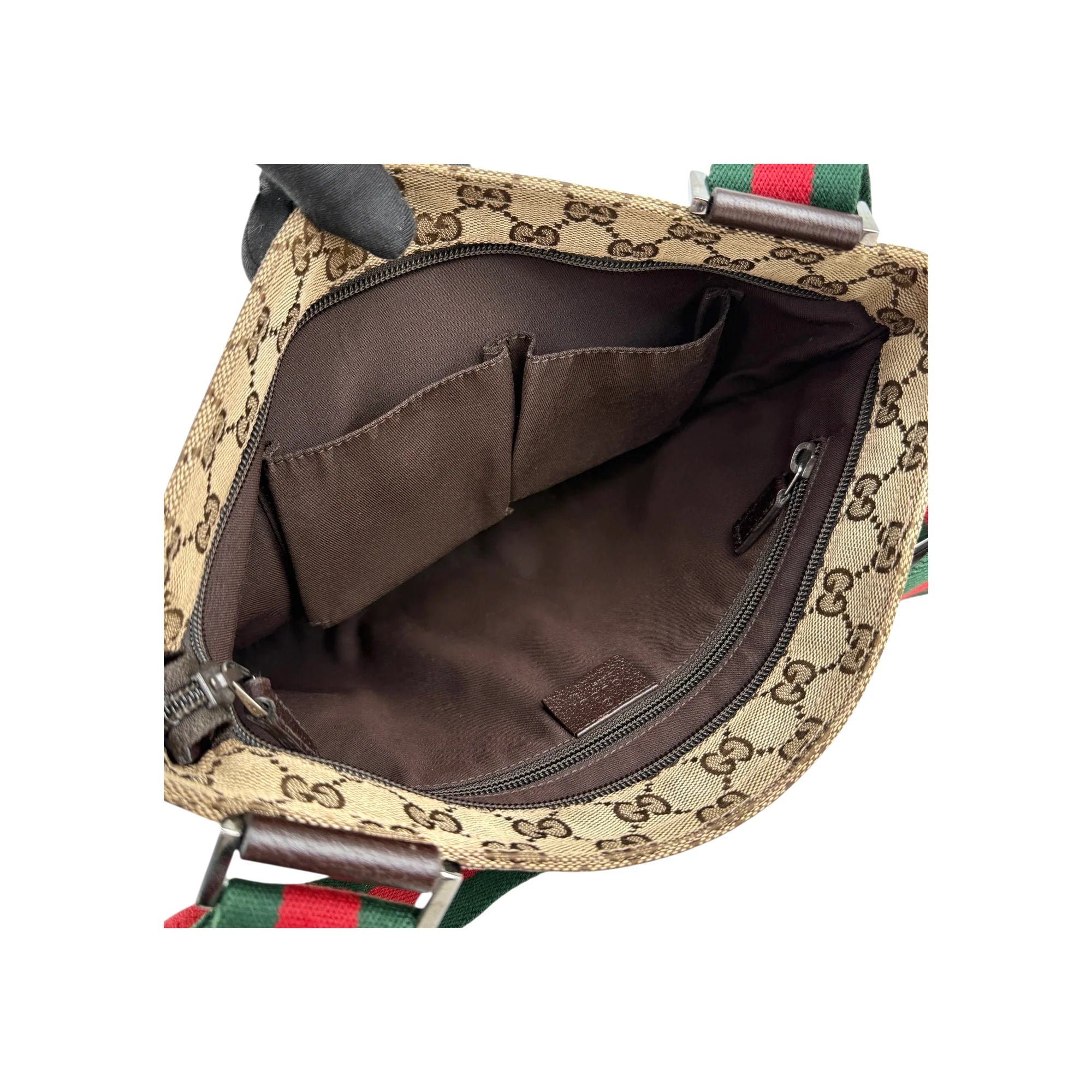 Gucci Beige/Brown GG Canvas Web Messenger Bag