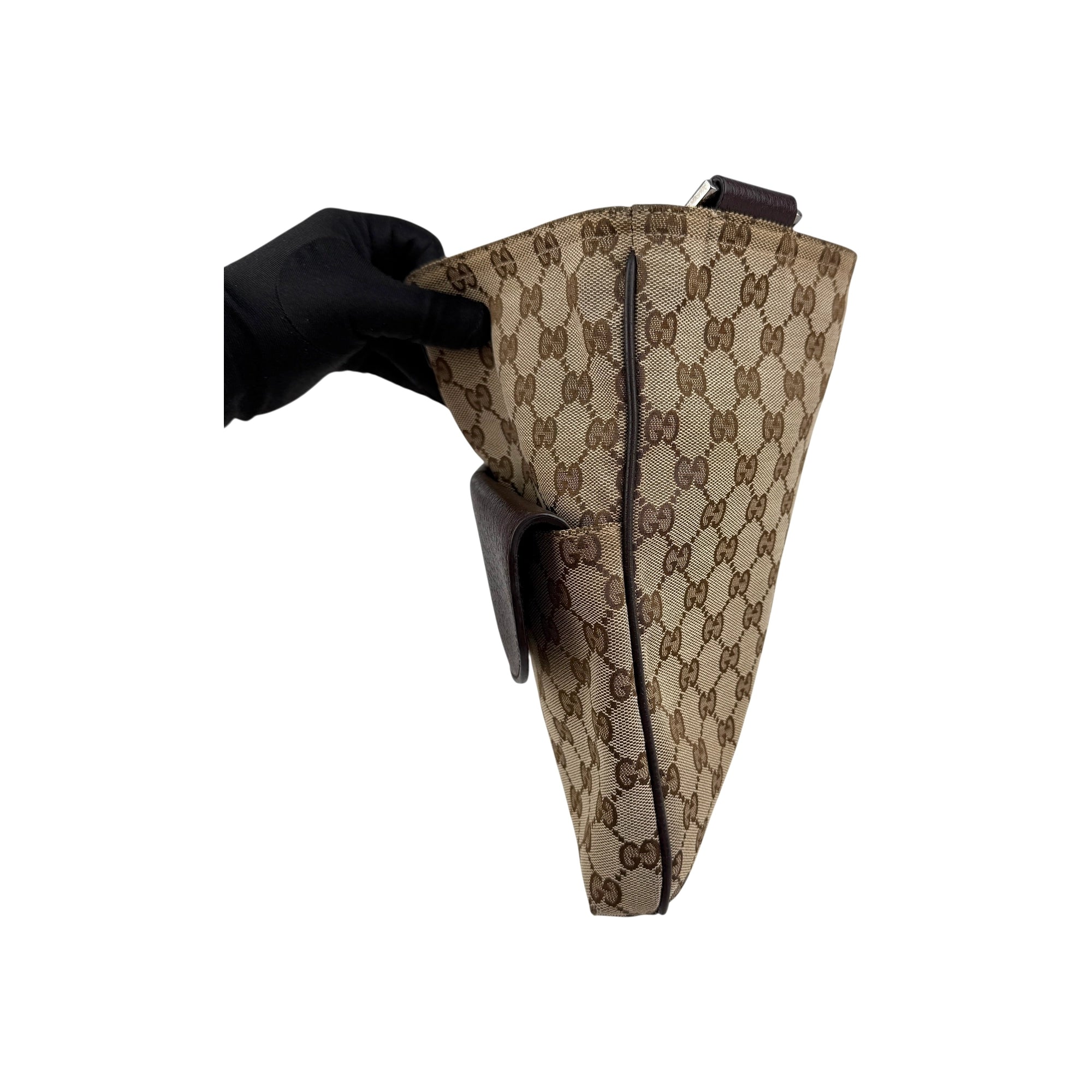 Gucci Beige/Brown GG Canvas Web Messenger Bag