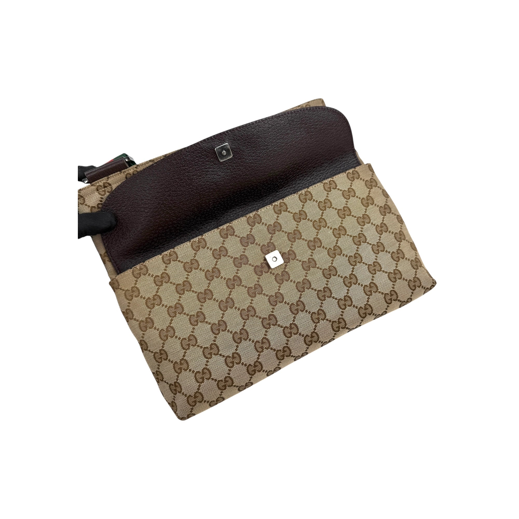 Gucci Beige/Brown GG Canvas Web Messenger Bag