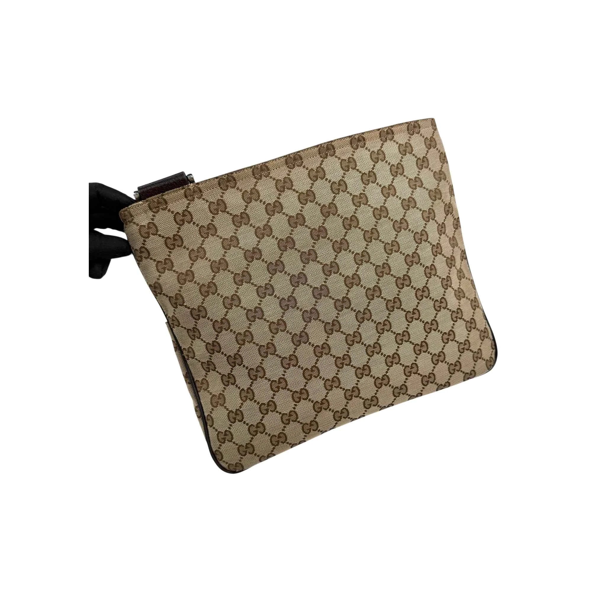 Gucci Beige/Brown GG Canvas Web Messenger Bag