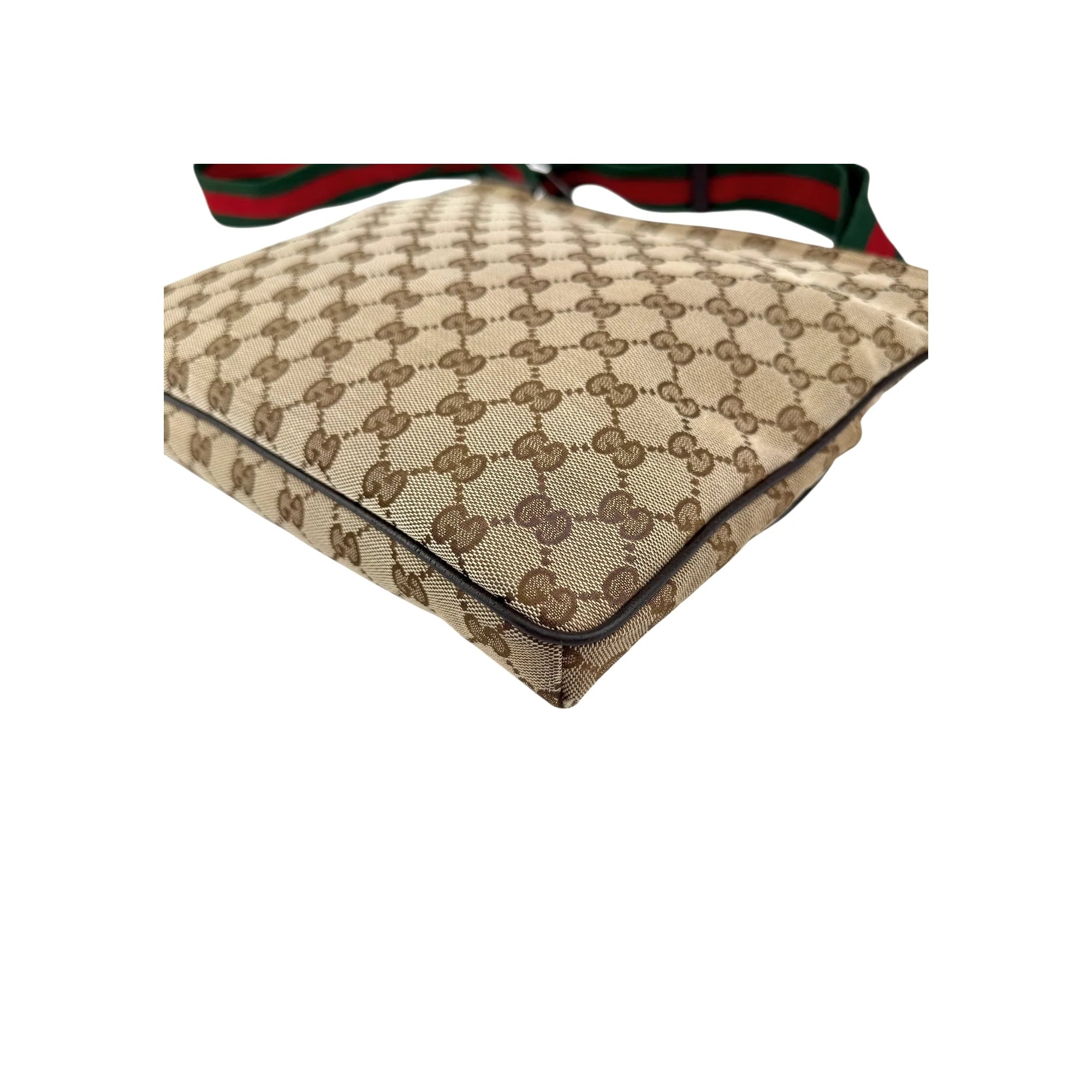 Gucci Beige/Brown GG Canvas Web Messenger Bag