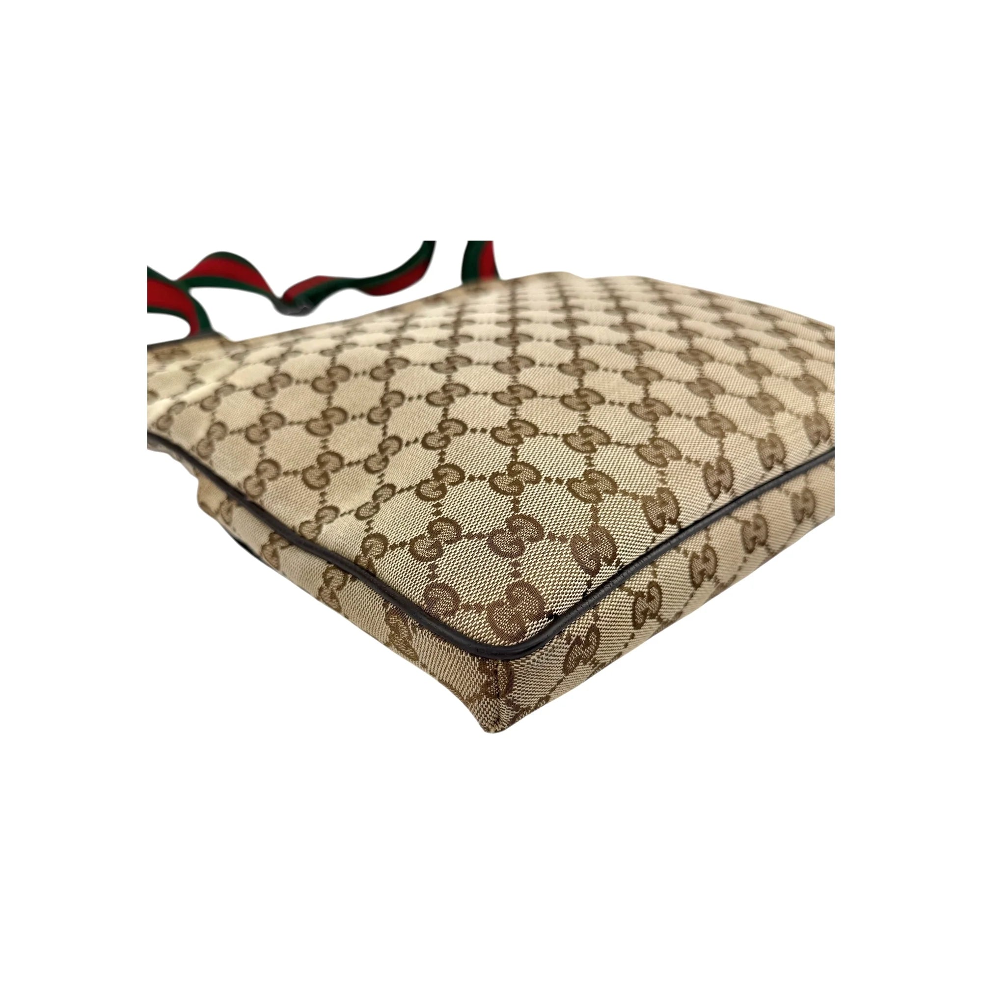 Gucci Beige/Brown GG Canvas Web Messenger Bag