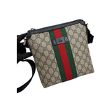 Gucci Beige/Brown GG Coated Canvas Vintage Web Flat Messenger Bag