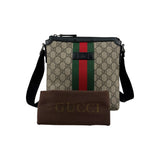 Gucci Beige/Brown GG Coated Canvas Vintage Web Flat Messenger Bag