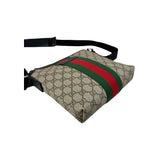 Gucci Beige/Brown GG Coated Canvas Vintage Web Flat Messenger Bag