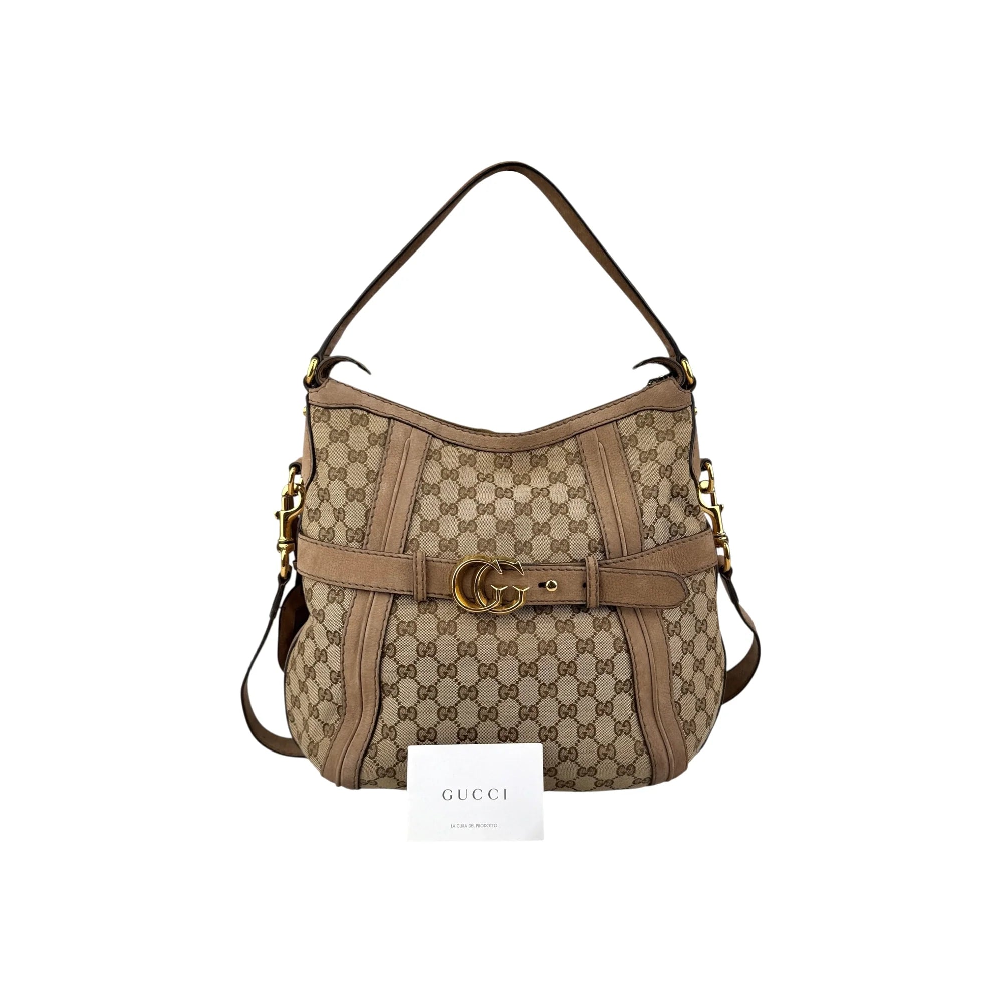 Gucci Beige Canvas/Nubuck GG Running Medium Double G Hobo Bag