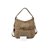 Gucci Beige Canvas/Nubuck GG Running Medium Double G Hobo Bag