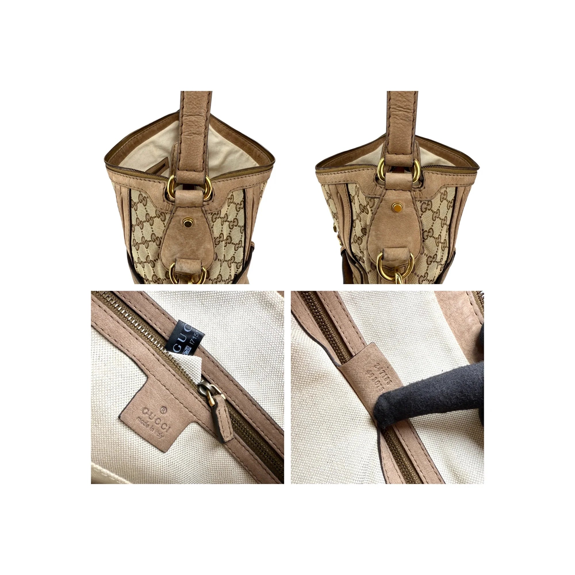 Gucci Beige Canvas/Nubuck GG Running Medium Double G Hobo Bag