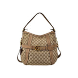 Gucci Beige Canvas/Nubuck GG Running Medium Double G Hobo Bag