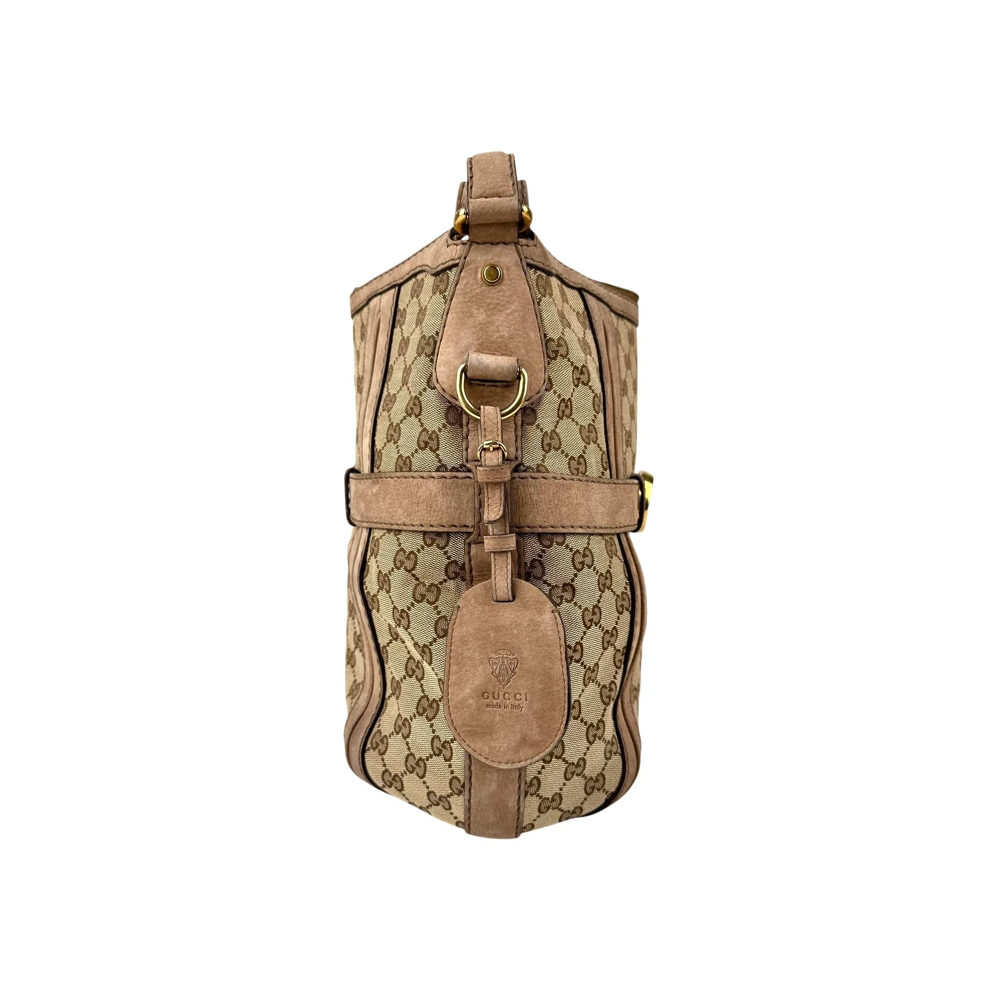 Gucci Beige Canvas/Nubuck GG Running Medium Double G Hobo Bag