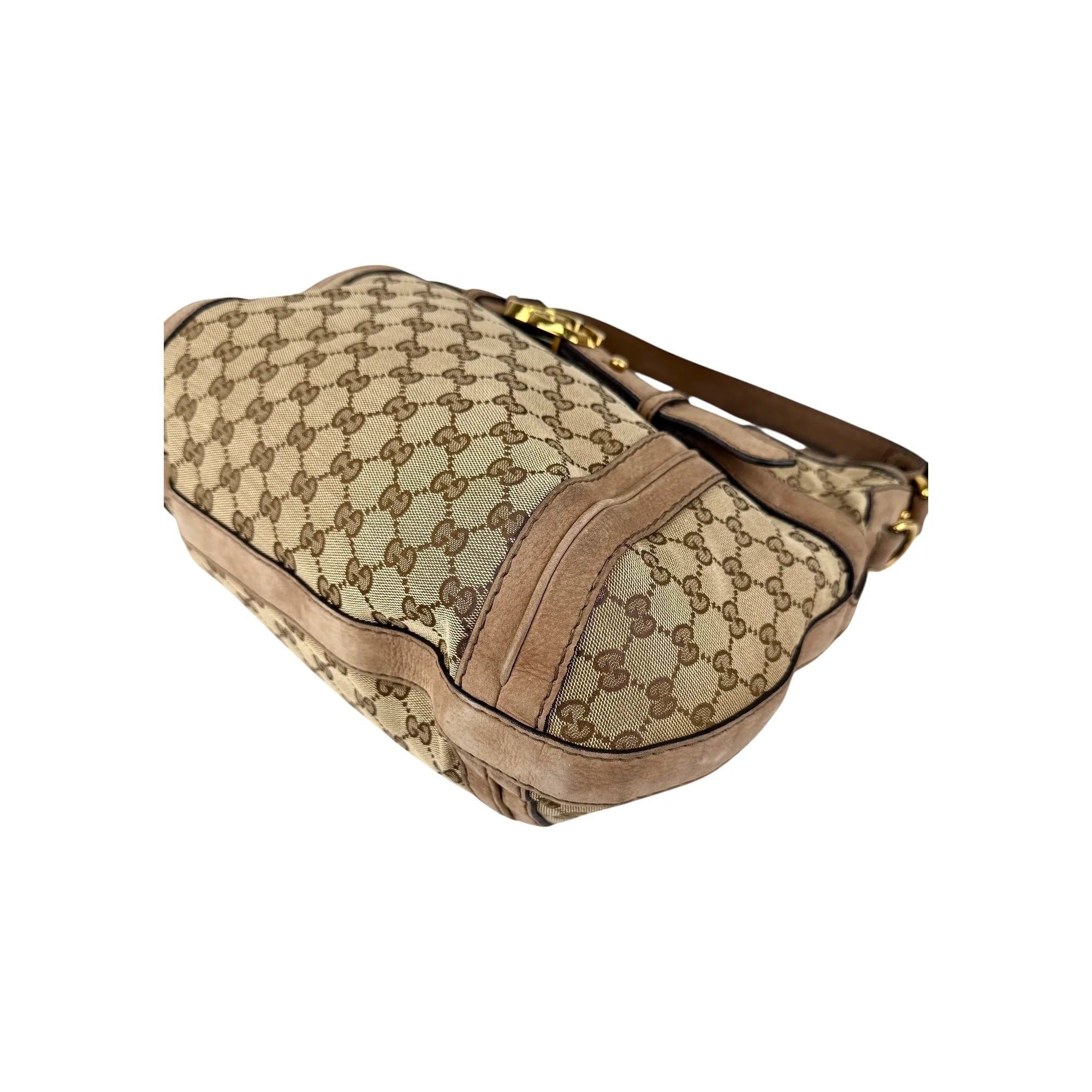 Gucci Beige Canvas/Nubuck GG Running Medium Double G Hobo Bag