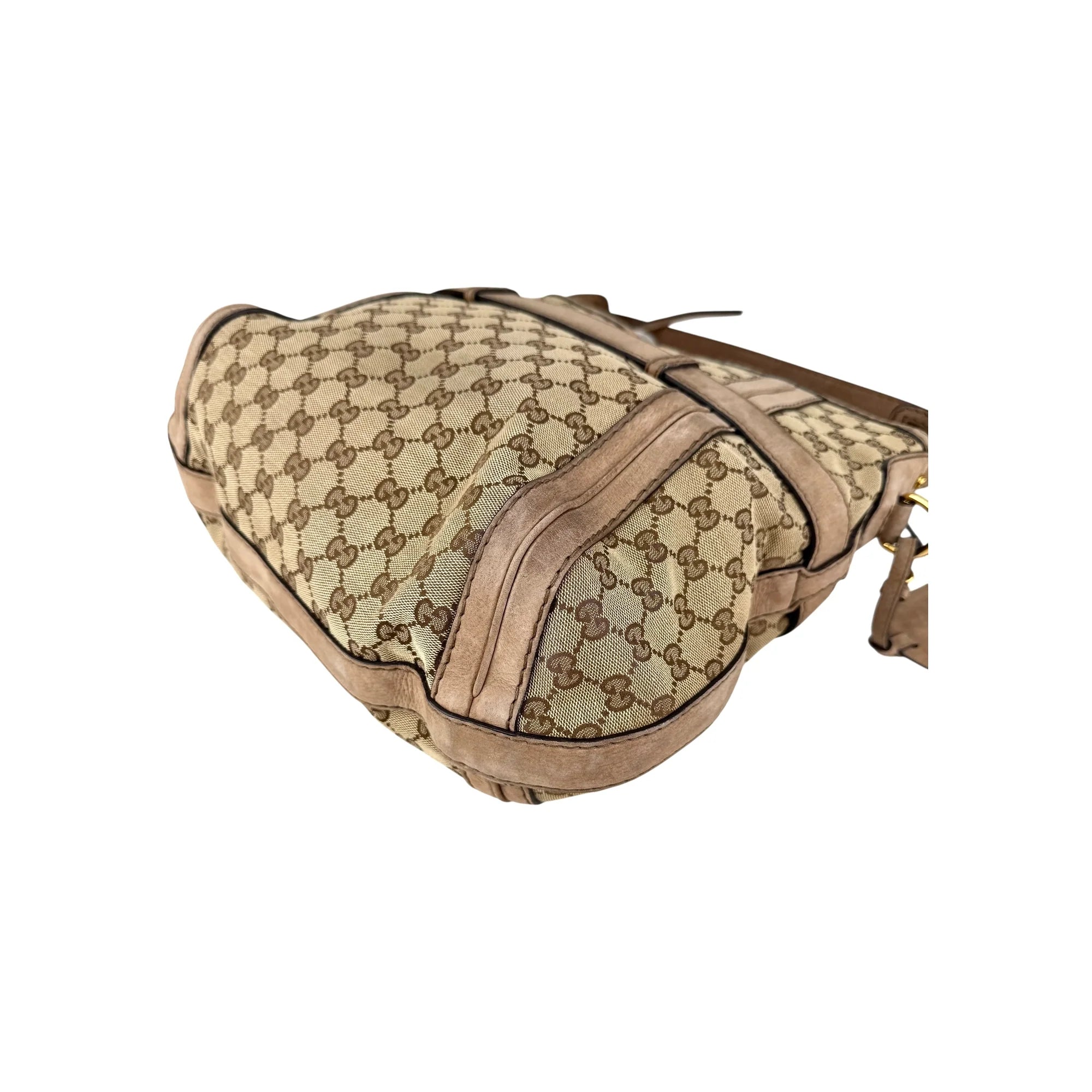 Gucci Beige Canvas/Nubuck GG Running Medium Double G Hobo Bag