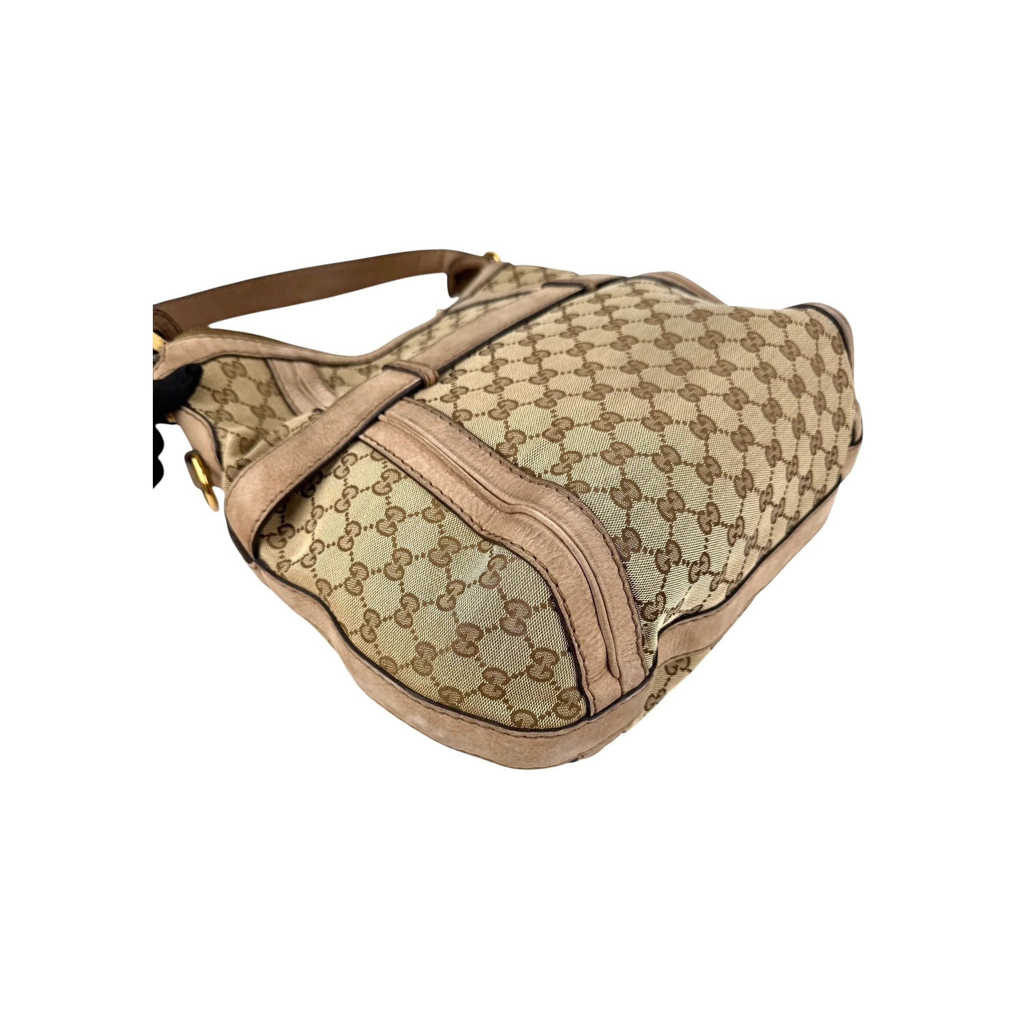 Gucci Beige Canvas/Nubuck GG Running Medium Double G Hobo Bag