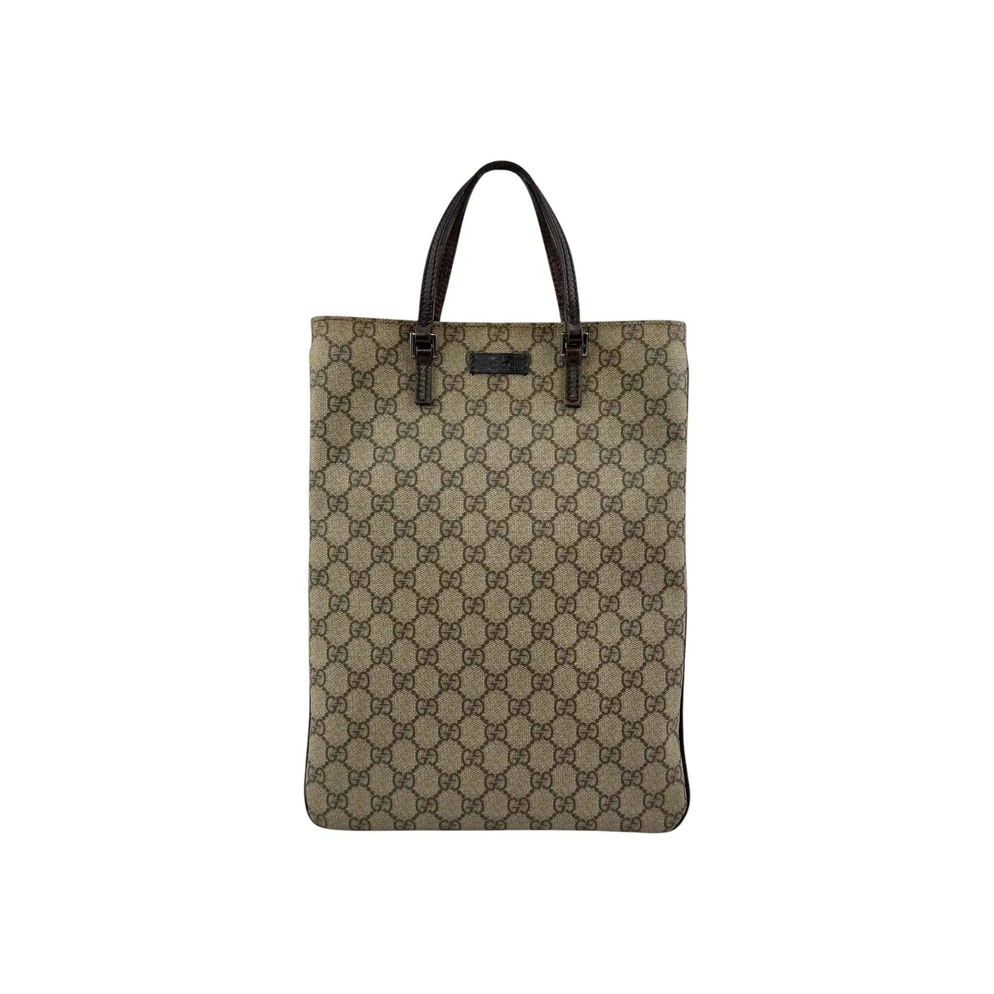 Gucci Beige/Ebony GG Coated Canvas Flat Small Tote Bag