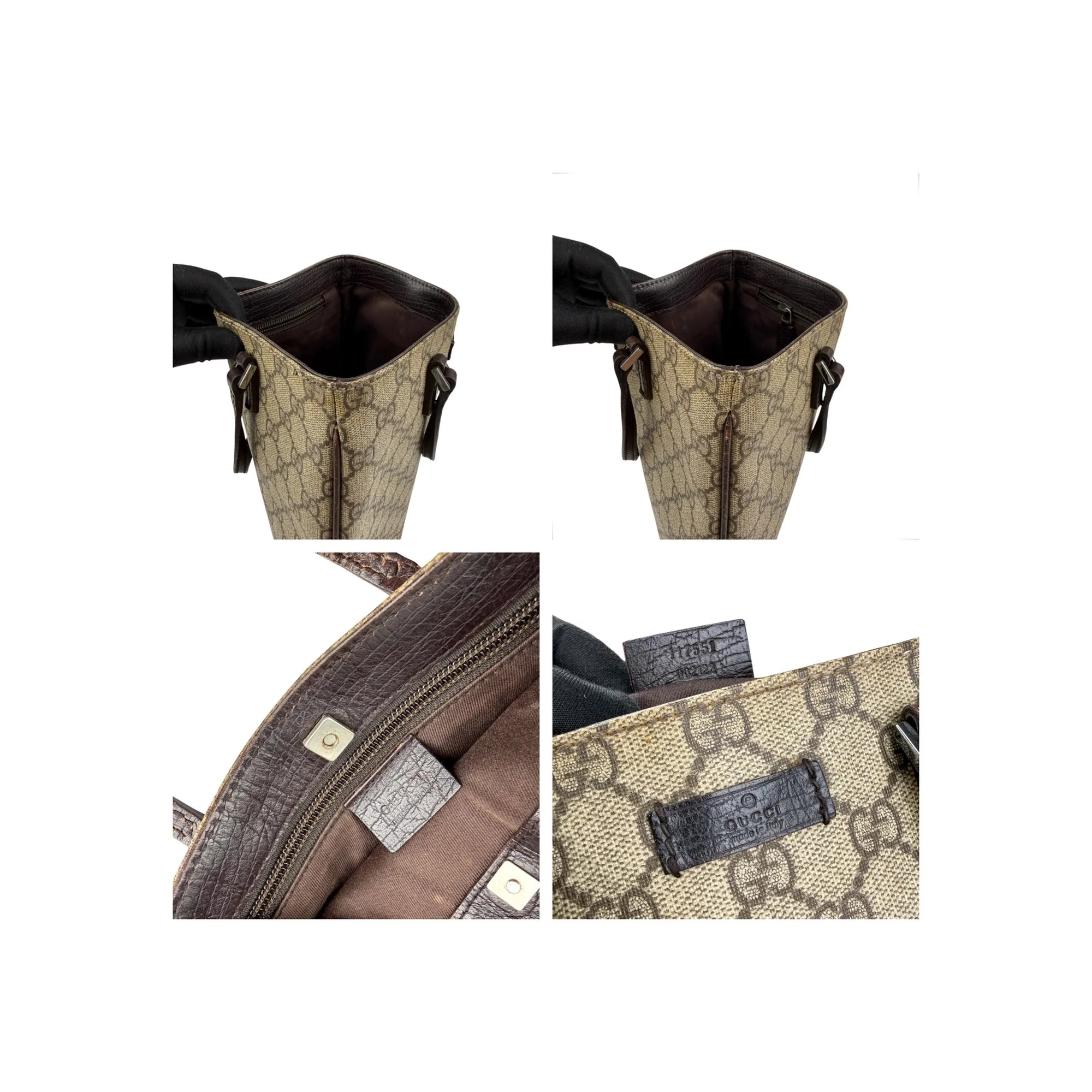 Gucci Beige/Ebony GG Coated Canvas Flat Small Tote Bag