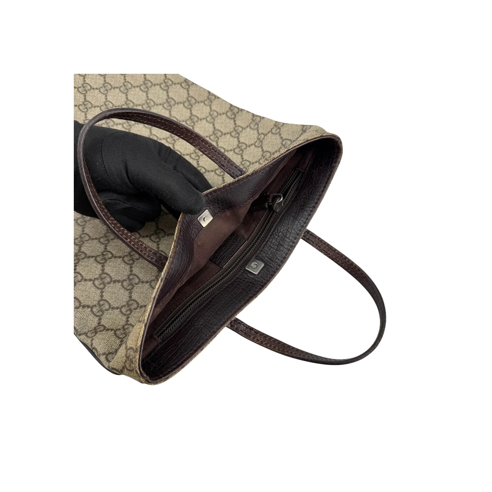 Gucci Beige/Ebony GG Coated Canvas Flat Small Tote Bag