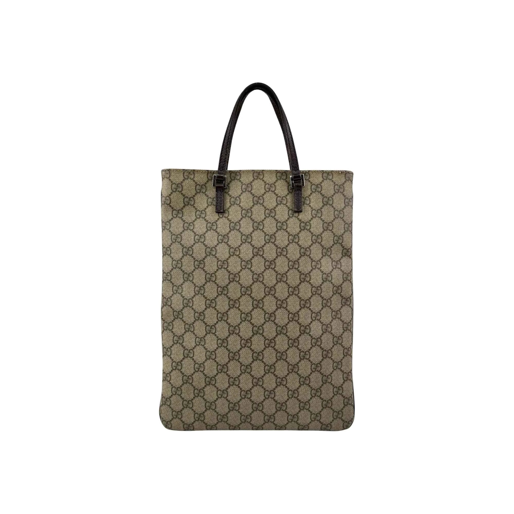 Gucci Beige/Ebony GG Coated Canvas Flat Small Tote Bag