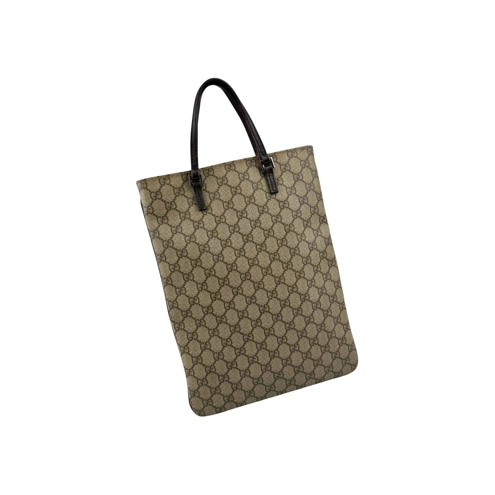 Gucci Beige/Ebony GG Coated Canvas Flat Small Tote Bag