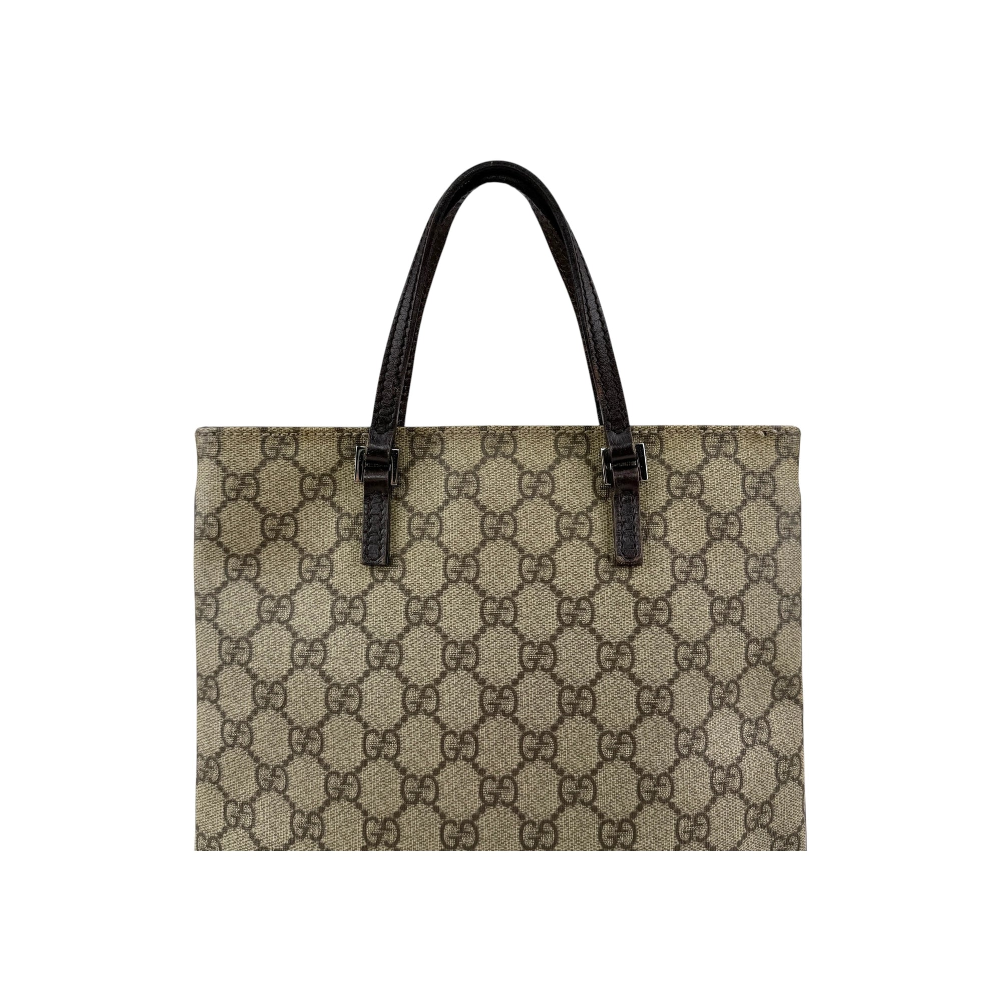 Gucci Beige/Ebony GG Coated Canvas Flat Small Tote Bag