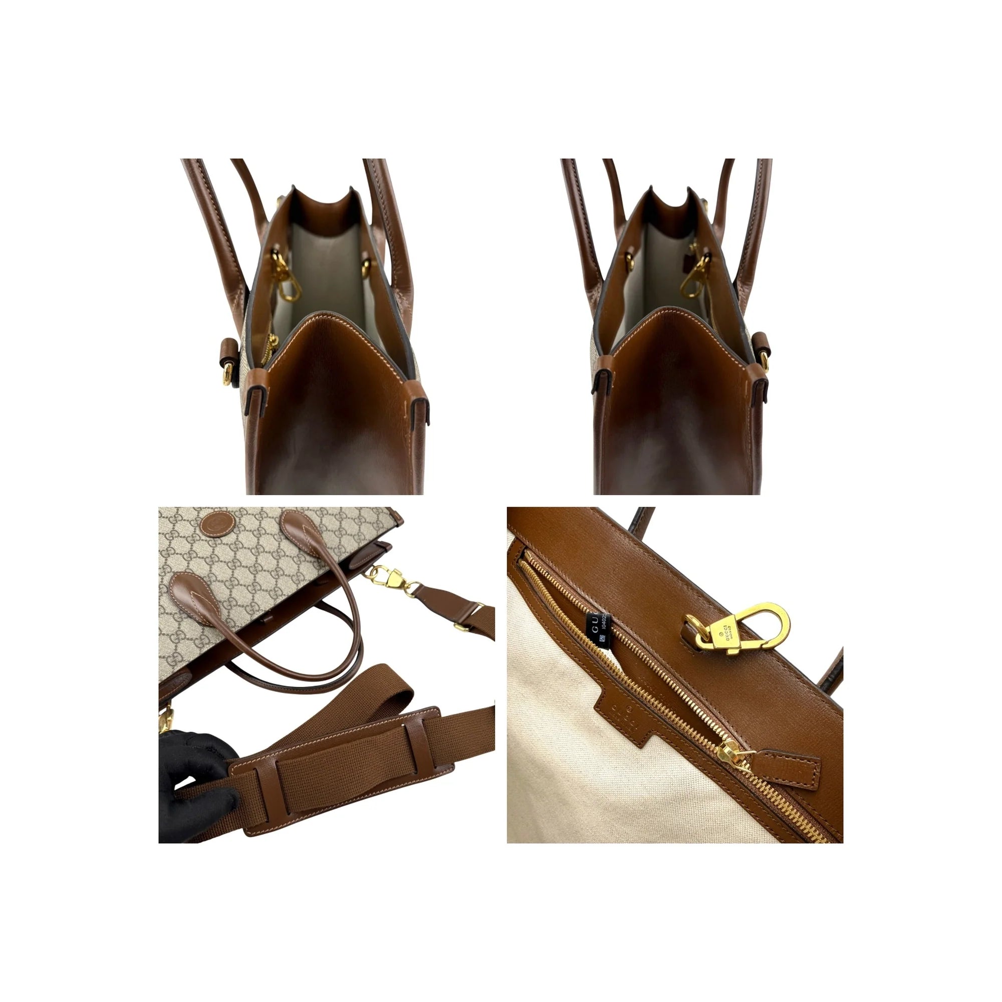 Gucci Beige/Ebony GG Supreme Canvas and Leather GG Tote Bag