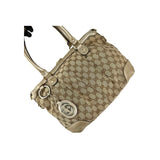 Gucci Beige Gold GG Canvas Sukey Top Handle Bag