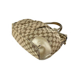 Gucci Beige Gold GG Canvas Sukey Top Handle Bag