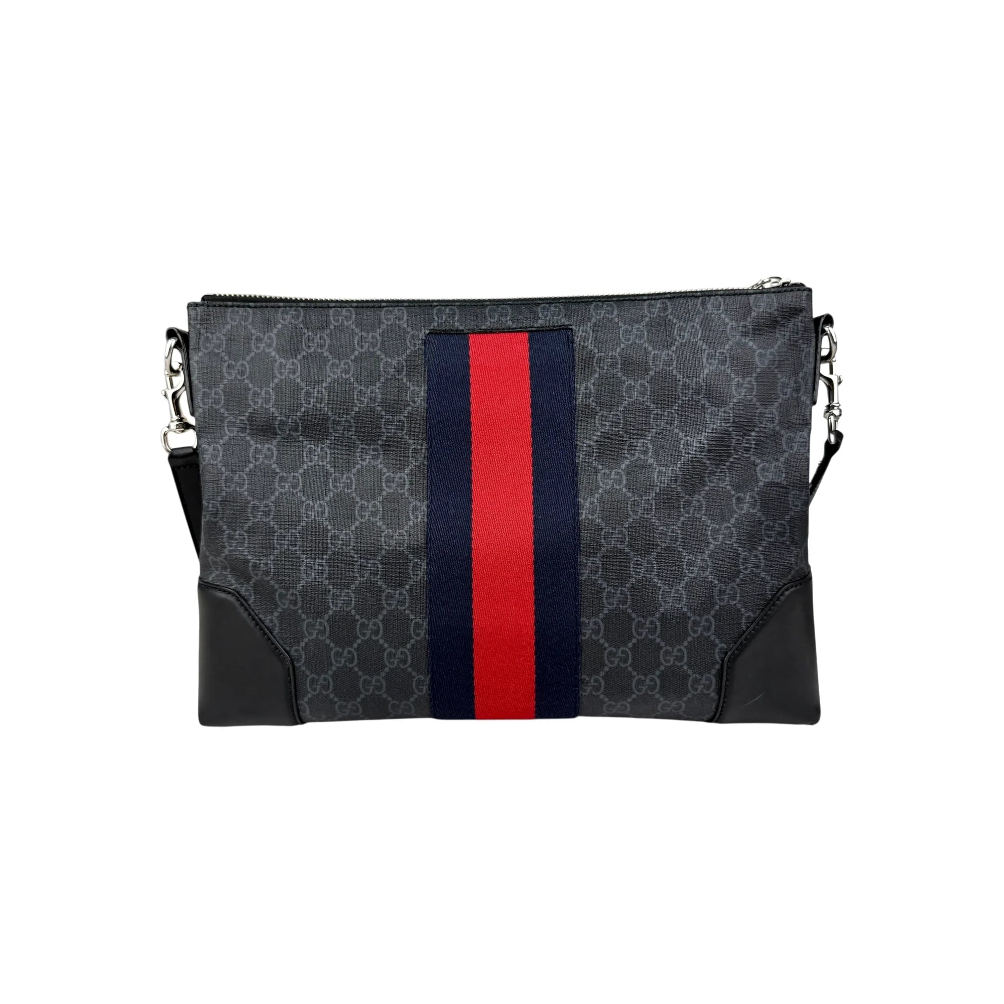 Gucci Black GG Supreme Canvas Crossbody Messenger Bag