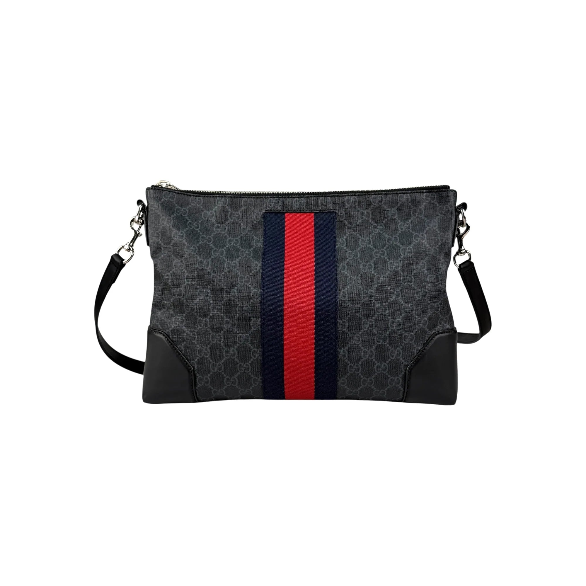 Gucci Black GG Supreme Canvas Crossbody Messenger Bag