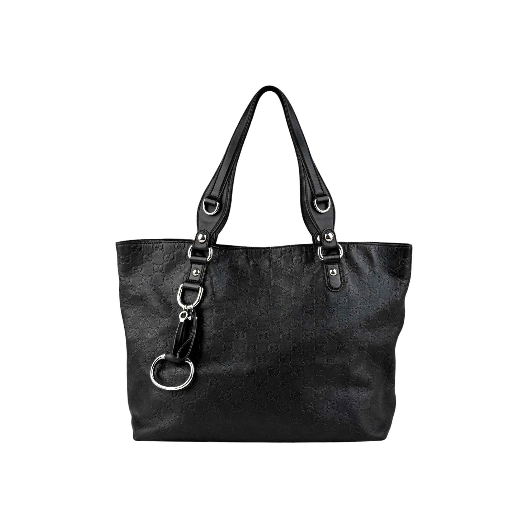 Gucci Black Guccissima Leather Icon Bit Tote Bag