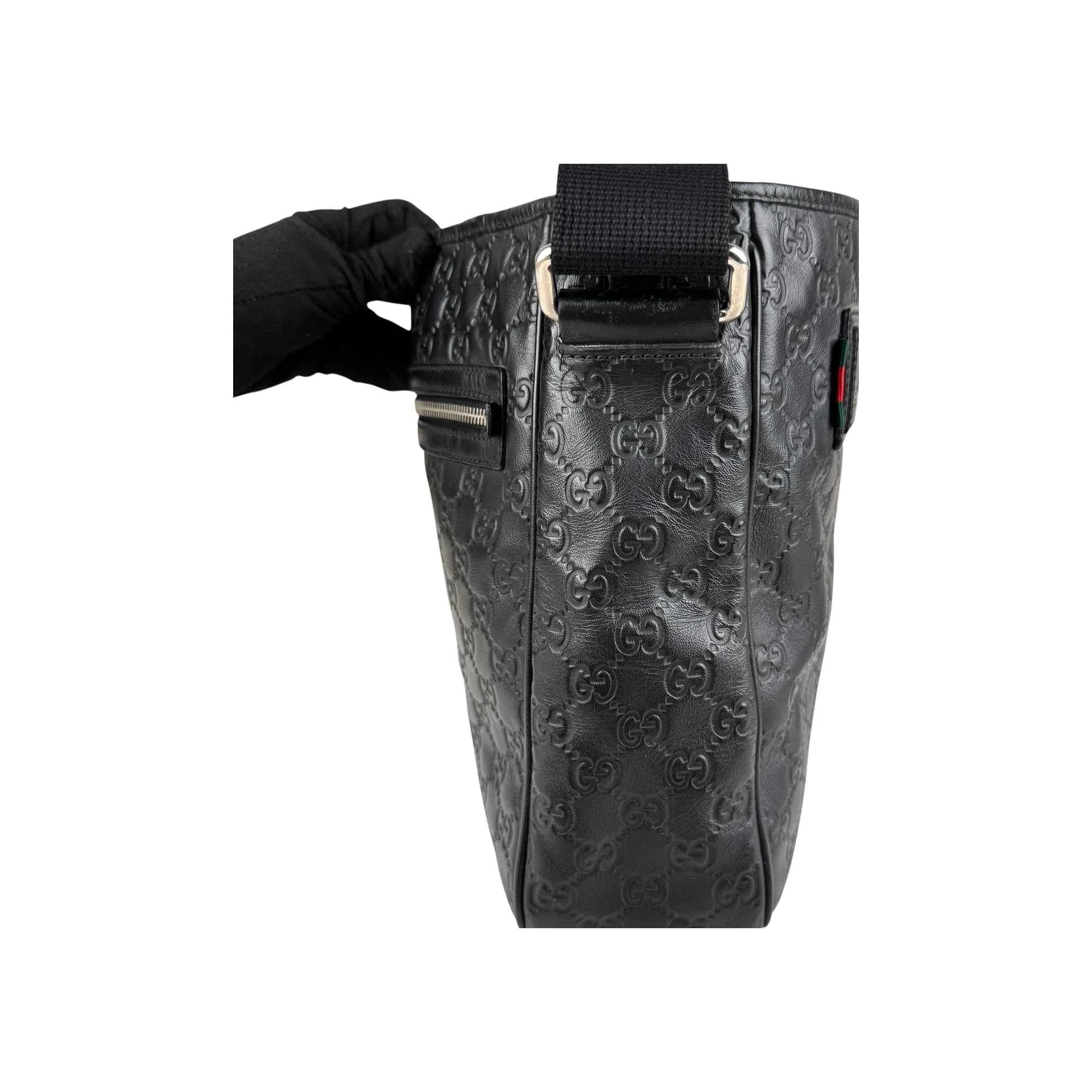 Gucci Black Guccissima Web Crossbody Bag