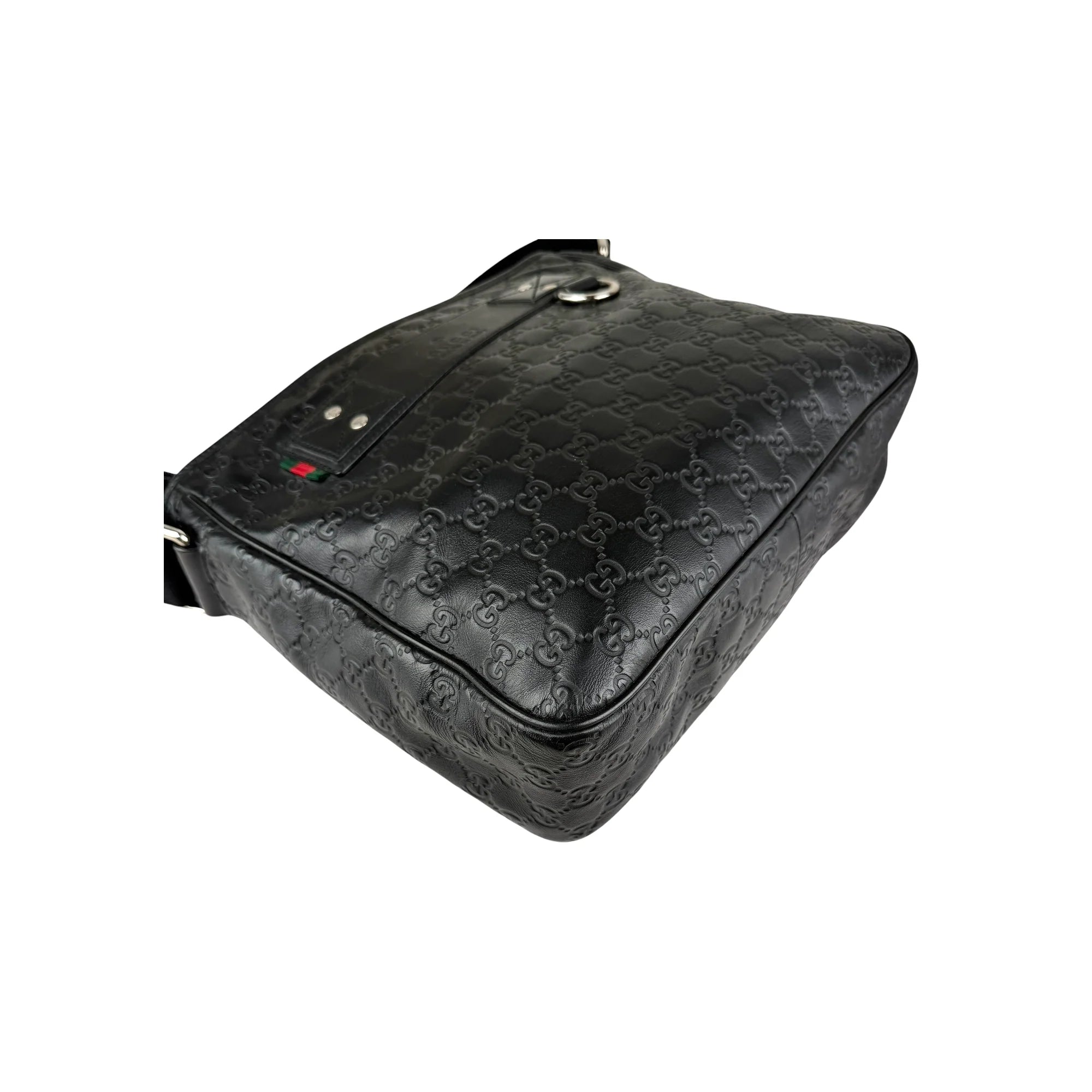Gucci Black Guccissima Web Crossbody Bag