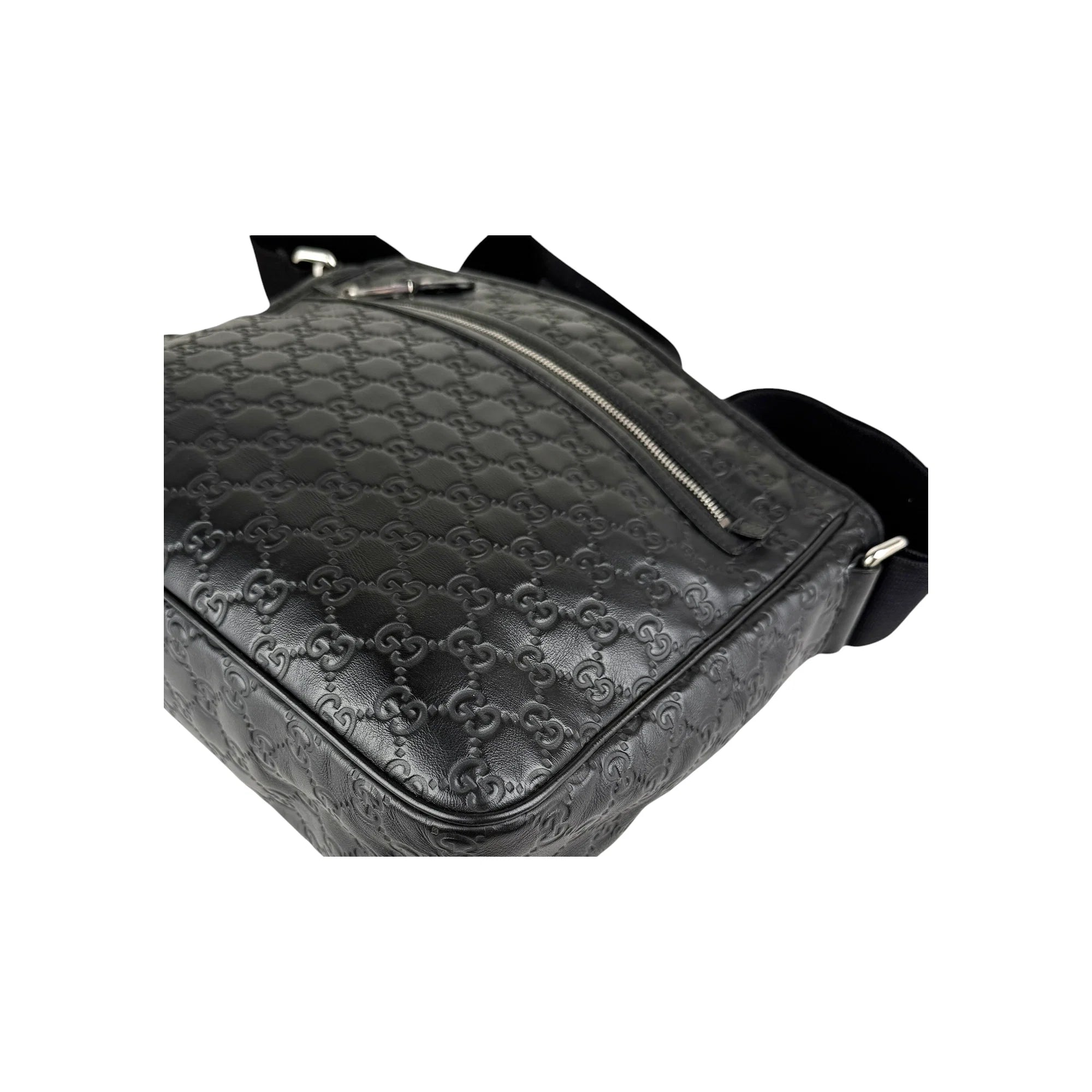 Gucci Black Guccissima Web Crossbody Bag