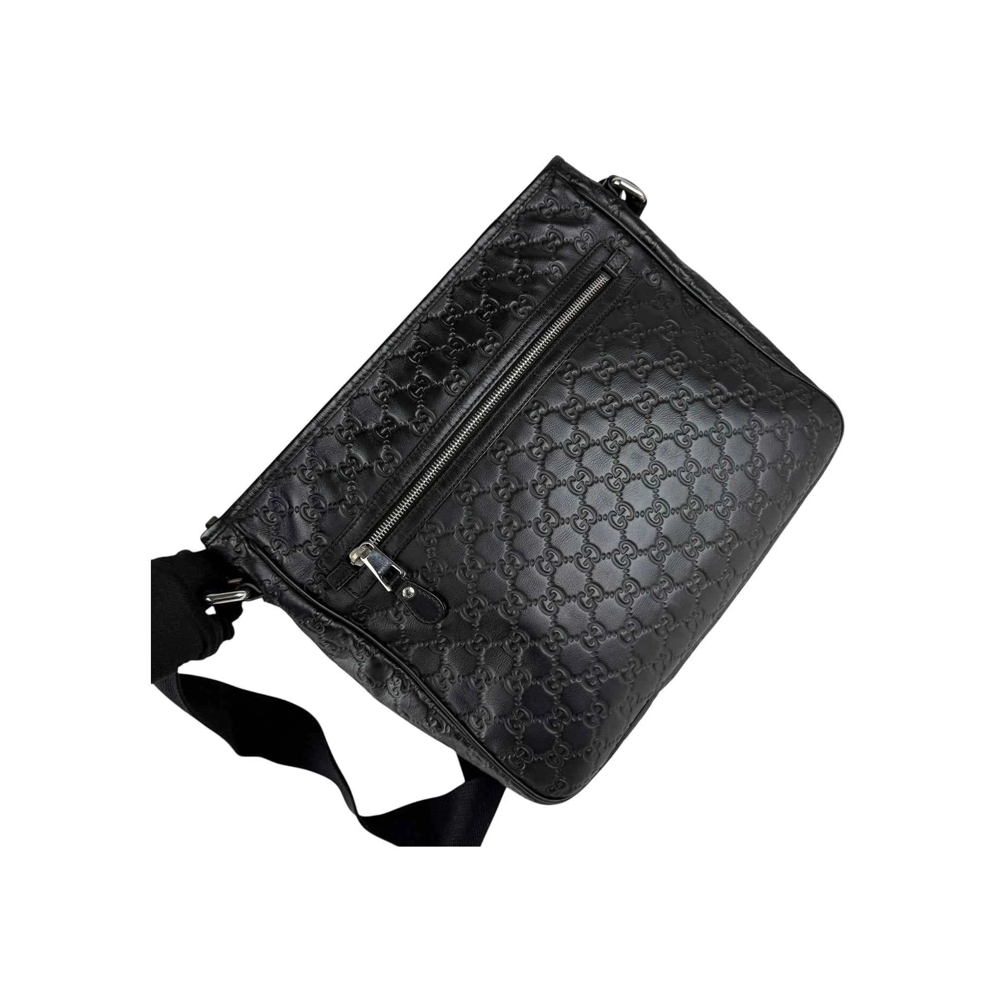 Gucci Black Guccissima Web Crossbody Bag