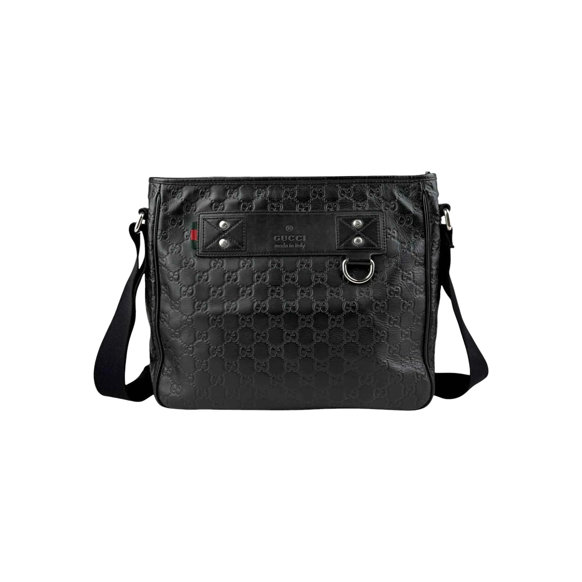 Gucci Black Guccissima Web Crossbody Bag