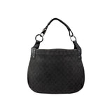 Gucci Black Horsebit Canvas/Leather Hobo Bag
