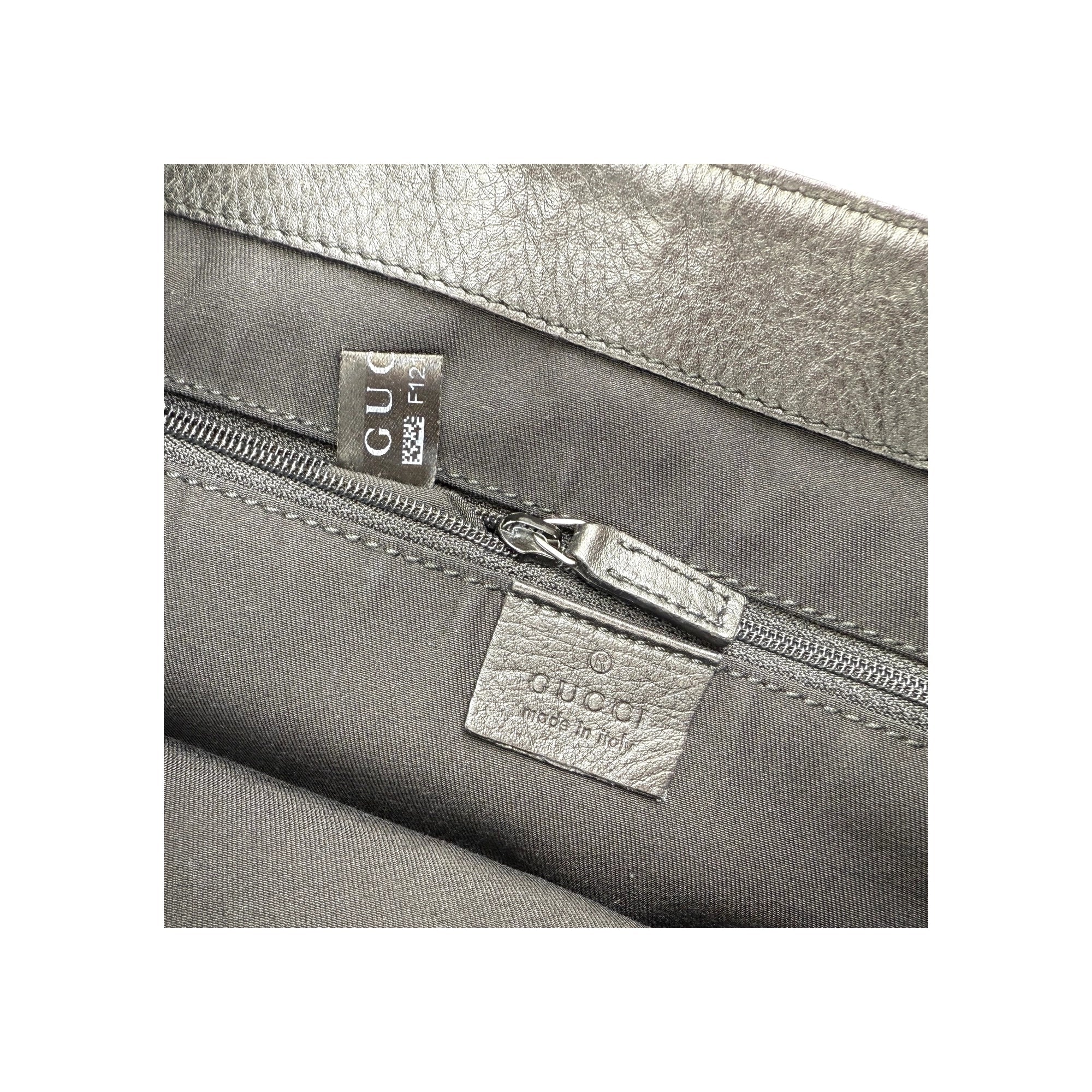 Gucci Black Horsebit Canvas/Leather Hobo Bag