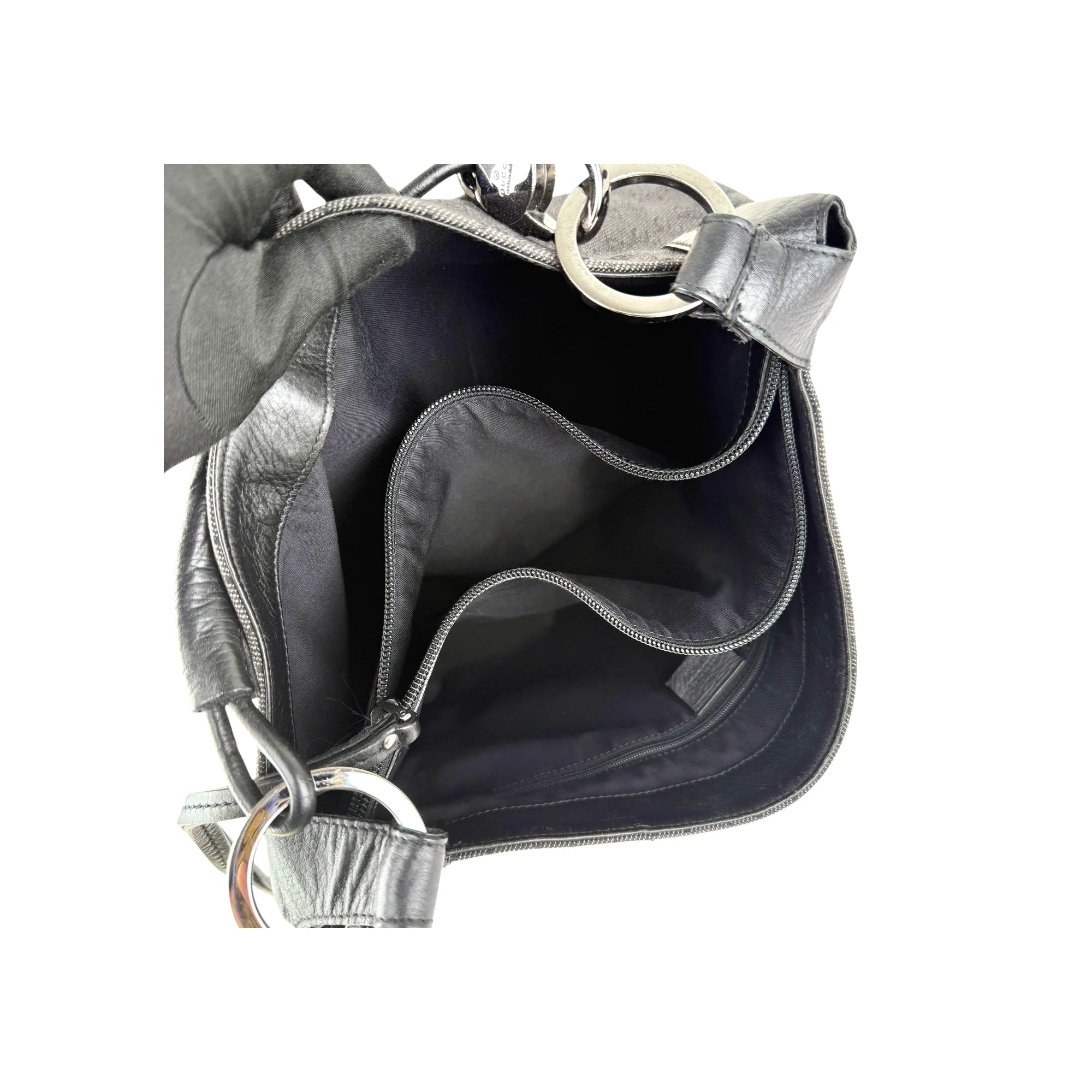 Gucci Black Horsebit Canvas/Leather Hobo Bag