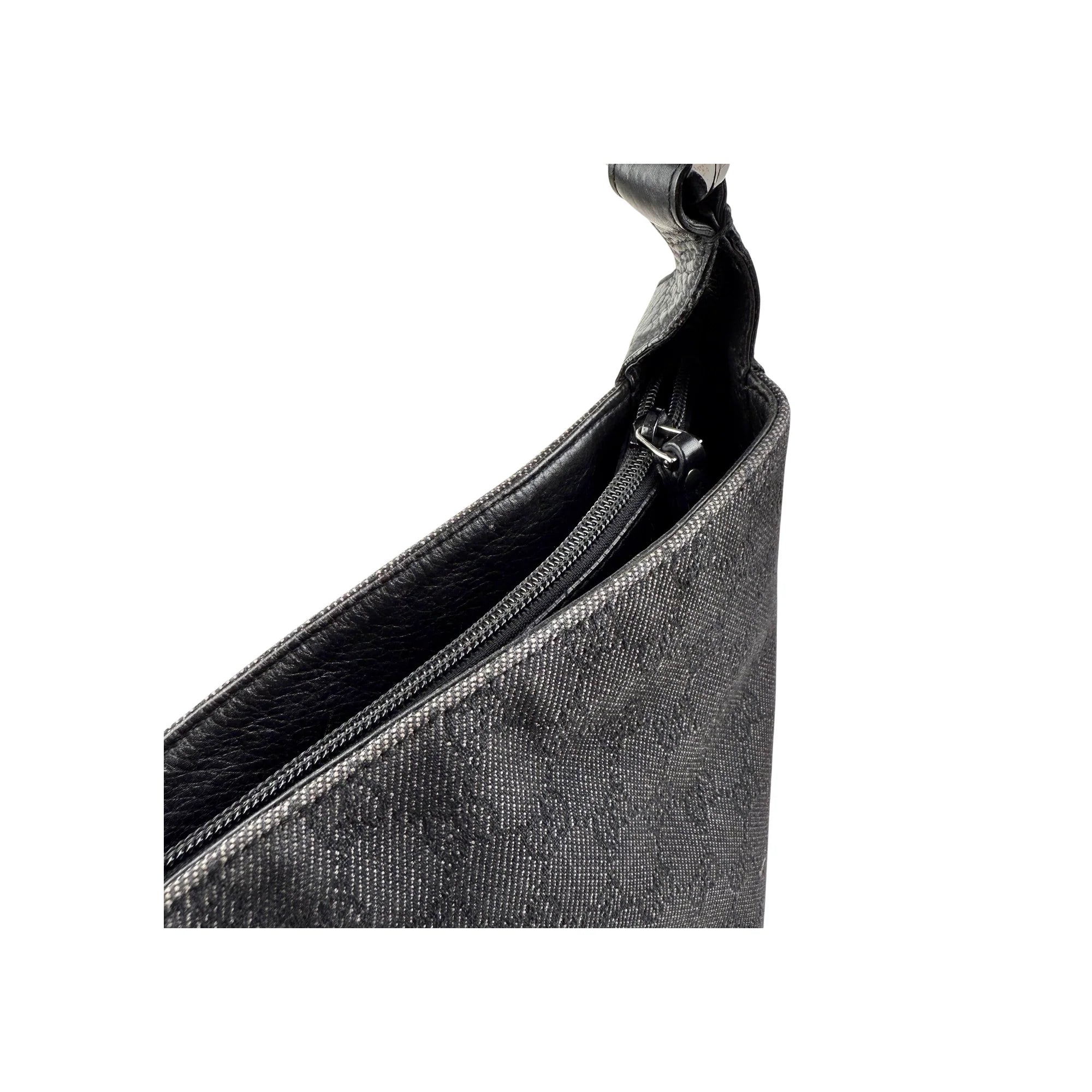 Gucci Black Horsebit Canvas/Leather Hobo Bag